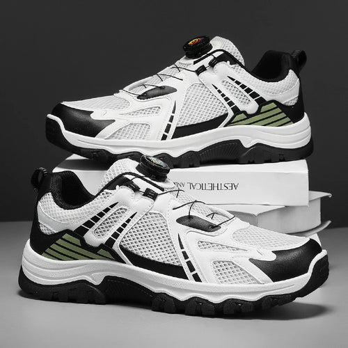 Men's breathable casual sneakers summer soft sole non-slip outdoor running shoes classic Rotating shoelaces light sports shoes